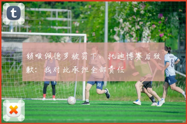 锁喉佩德罗被罚下，托迪博赛后致歉：我对此承担全部责任